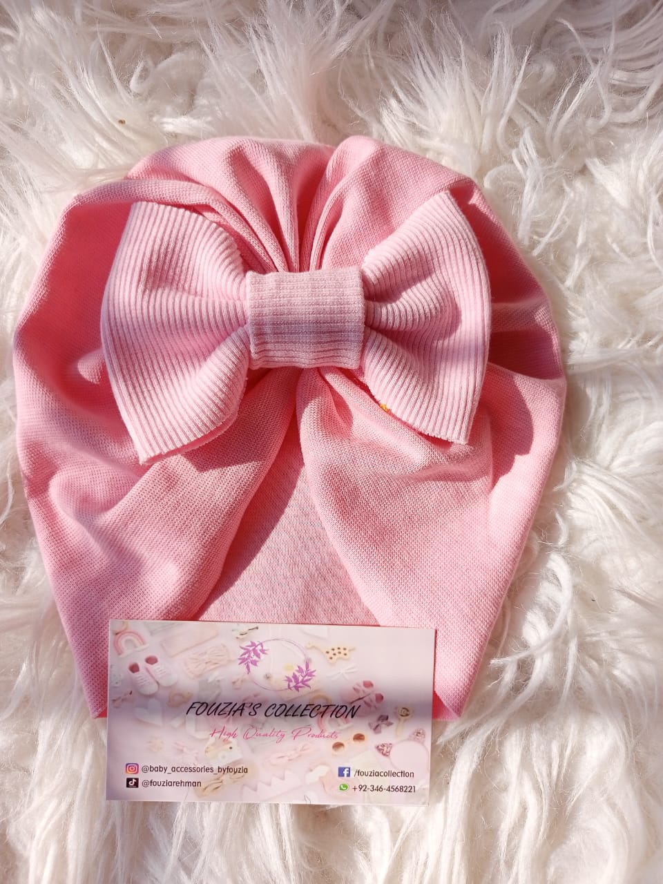 Pink Turban Bow Cap - Basic