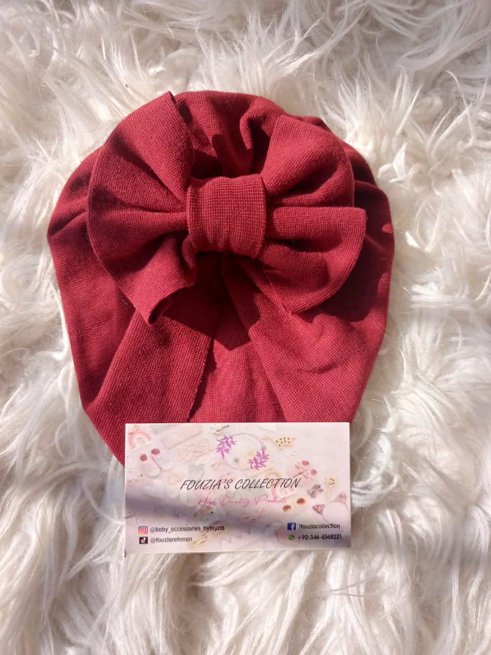 Maroon Turban Bow Cap - Basic