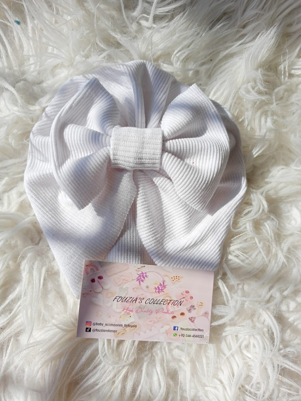 White Turban Bow Cap - Basic
